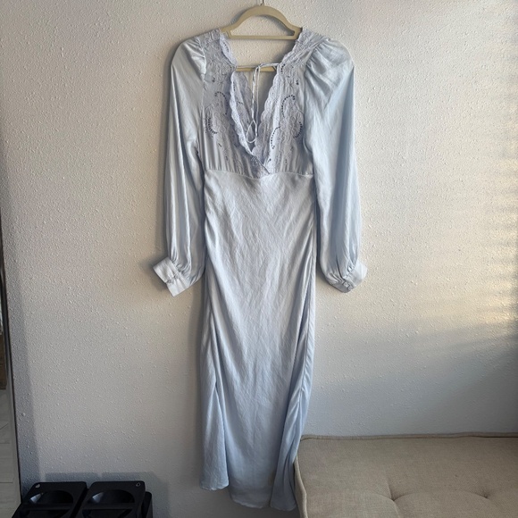 reserved Free People Powder Blue Arabella Lace Trim Midi Dress - Picture 6 of 8